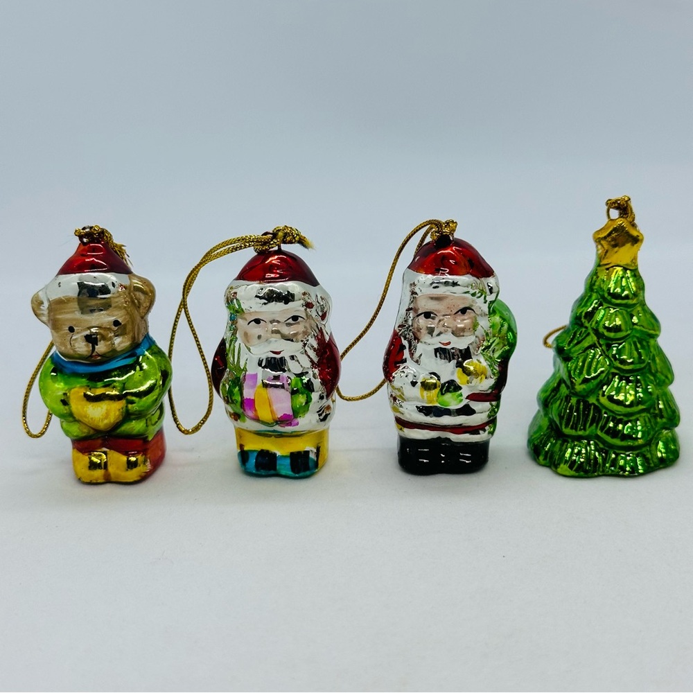 Lot of 12 Vtg Ceramic Mini Christmas Ornaments Santa Tree Train Moon Horse Bear+ - Picture 3 of 16